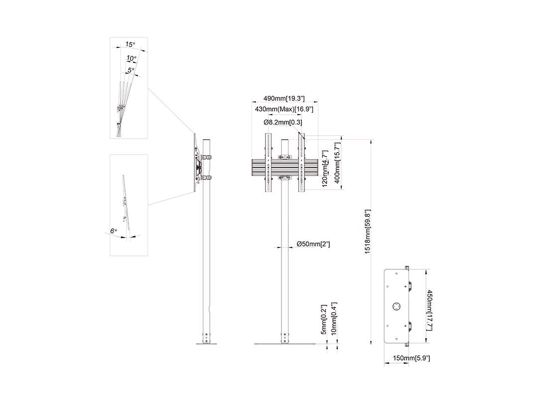 Multibracket MB8939 Single Pole Floormount Pro